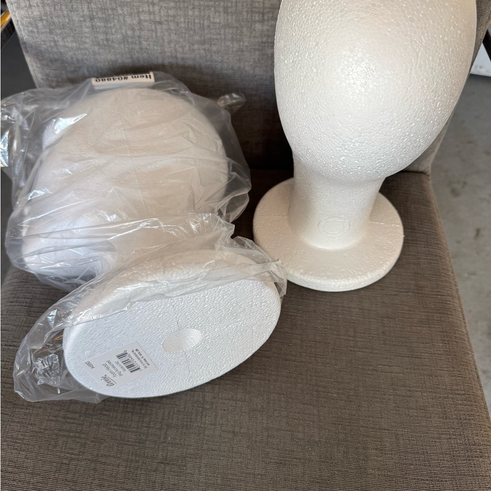 White Styrofoam Mannequin Head for Hair Accessories Display - Picture 2 of 4